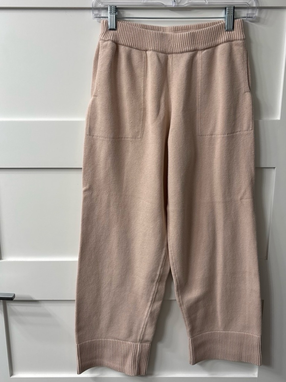 Free People 100% Cotton Wide-Leg Knit Pants in Blush